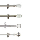 Curtain Rod Telescopic Cafe Window Drapery Rods Set with Modern Crystal Finials