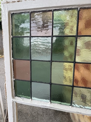 Reclaimed Victorian Leaded Light Stained Glass Window Panel 1165 Or 1065 x 530mm - Picture 10 of 11