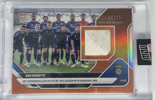 2025 MLS Topps NOW #4C SAN DIEGO FC GAME-USED BALL RELIC 20/25 Orange Parallel