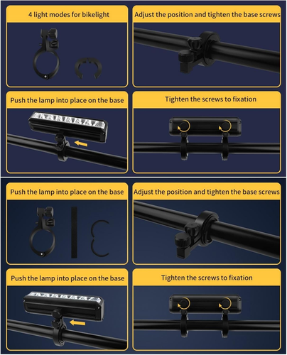 Luci bici 6 led super luminose 5 modalità illuminazione IPX5 impermeabile Type-C faro - Foto 7 di 7