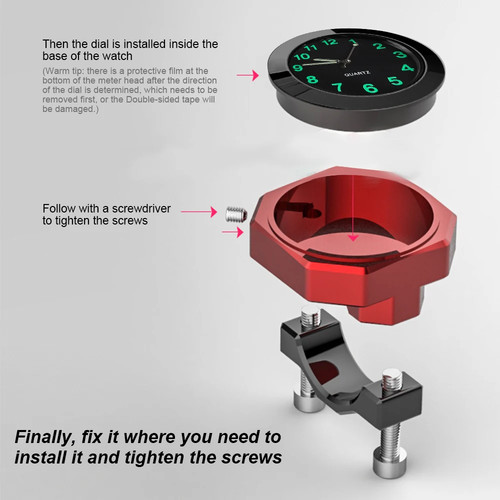 Reloj Moto Impermeable Manillar Montaje Para Bicicleta Moto Cuarzo Luminoso - Imagen 15 de 22