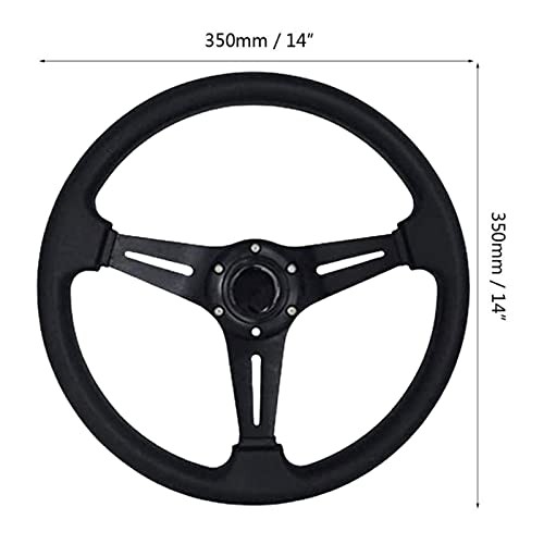 13.8" Racing Steering Wheel Flat Drifting 6 Bolt PU Leather Aluminum Spokes - Bild 9 von 9