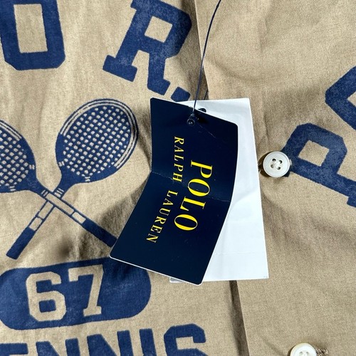 NWT Polo Ralph Lauren Shirt Mens LT Tan Camp All American Prep Linen Loop Collar - Picture 4 of 8