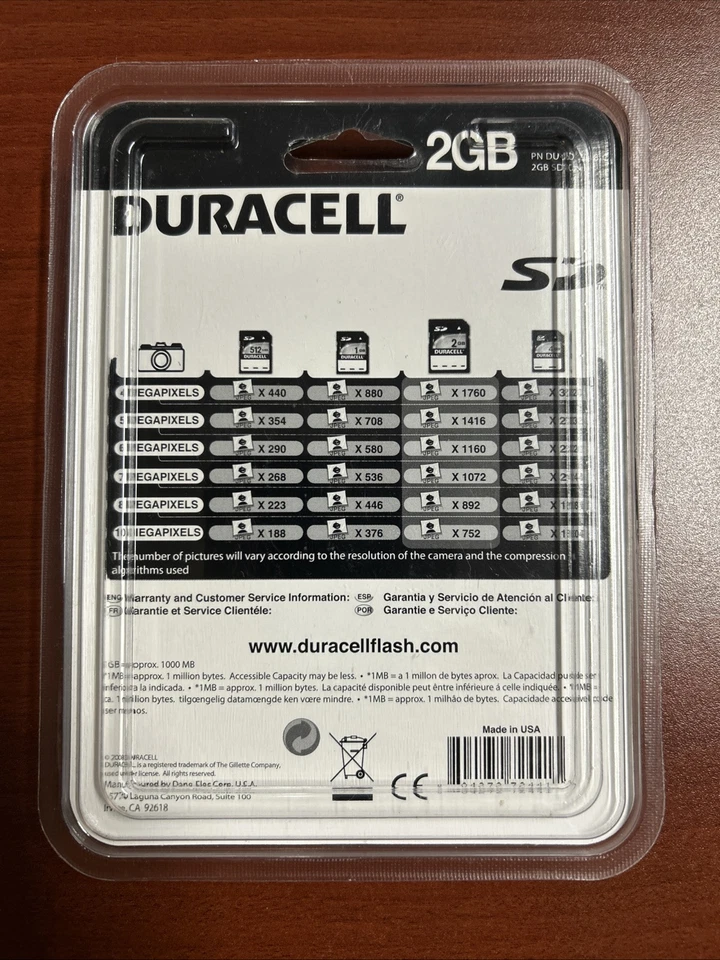 Duracell SD Flash Memory Card 2 GB New In Original Unopened Packaging - Image 2 of 4