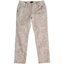 Talbots Slim Ankle Jean Sz 8P Petite Stretch Neutral Paisley Print Quietlux
