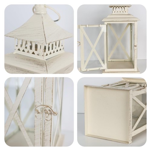 Linternas Decorativas Exterior e Interior, Juego de 2 (14" y 10") Linternas de Metal Beige De... - Imagen 6 de 9