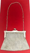 German Silver plated Mesh Handbag, 5" by 4-3/4"
