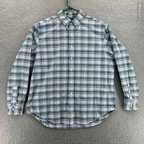 Camicia RALPH LAUREN uomo XL vestibilità classica con bottoni verde blu a quadri manica lunga - Foto 3 di 16