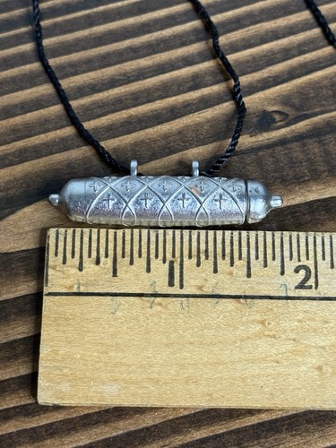 Vintage Silver Toned Taweez Necklace With Note Scroll inside - Picture 6 of 6