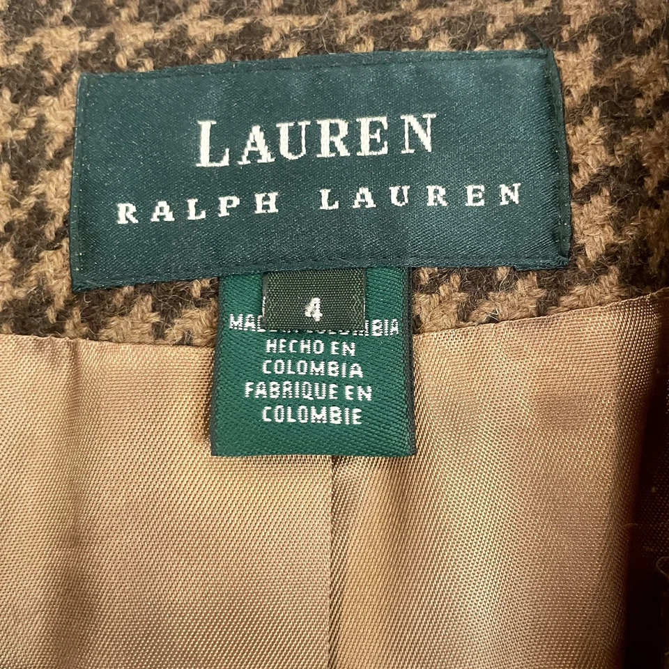 Blazer a cuadros vintage Lauren Ralph Lauren para mujer 100 % lana pata de gallo talla 4 Foto 3 de 4