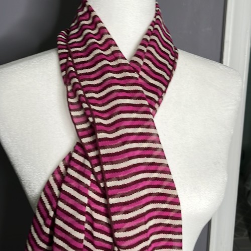 Tory Burch Purple and White Striped Sheer Rectangular Scarf - Picture 2 of 5