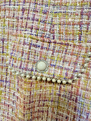 Mini Falda, Rosa/Amarillo/Púrpura Tweed y Lentejuelas, Junior XL* Fiesta Nueva con Etiquetas - Imagen 2 de 10