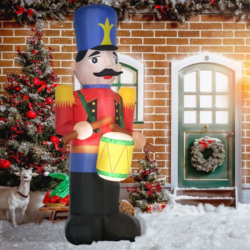 8FT Lighted Inflatable Nutcracker Soldier with Drum Outdoor Christmas Decor - Picture 10 of 11