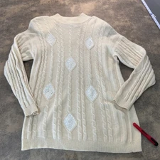 Vintage Pappagallo Sweater Women's L Wool Angora Rabbit Hair Cable Knit Padded