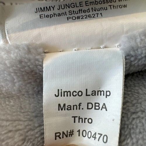 Thro Jimco Gray Elephant Large Lovey Security Blanket Embossed Jungle 28x28 - Bild 5 von 6