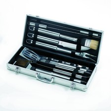Set Barbecue 12 Pezzi in Acciaio Inox con Valigetta in Alluminio – Utensili Prof