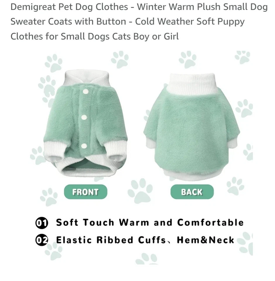 Mascota Perro Gato Cálido Suéter Chaleco Abrigo Polar Chaqueta Cachorro Camiseta Ropa Disfraz Foto 4 de 4