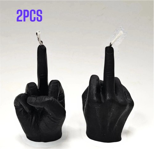 F*ck You Candle - Velas divertidas duraderas perfumadas con dedo medio negras 2 piezas - Imagen 1 de 7