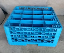 Carlisle RG16-314 OptiClean 16-Compartment Blue Glass Rack