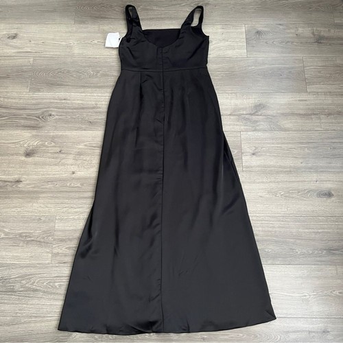 THREAD Augusta Satin Maxikleid Large schwarz Charmeuse Seitenschlitz Brautjungfer TH126 - Bild 7 von 10