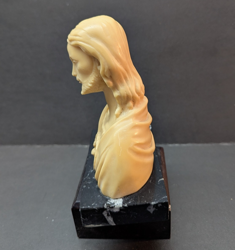 Estatua de piedra busto de Jesucristo religioso católico italiano con base negra - Imagen 3 de 8