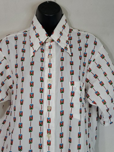 Vintage Enro Button Up Shirt Men's Size Medium Short Sleeve Casual Nautical - Picture 3 of 11