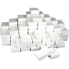 100 White Swirl Cotton Boxes Charm Jewelry Gift Display