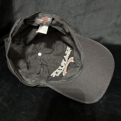 Vtg Harley Davidson Motorcycles Skull Hook Loop Hat Black Orange Grey And White - Picture 7 of 7