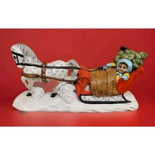 Vintage Christmas 1979 Byron Molds One Open Horse Sleigh Hand Painted Slip Mold