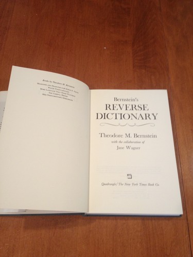 Bernstein's Reverse Dictionary by Theodore M. Bernstein (1975, Hardcover) - Imagen 2 de 5