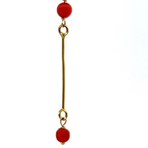 Vintage 9ct Yellow Gold Earrings with Red Ocean Gemstones, Drop Design - 第 11/13 張圖片