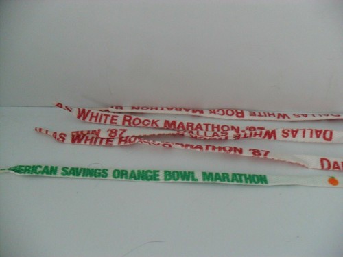 Vintage 1987 Dallas White Rock Marathon Shoe Laces & Orange Bowl Marathon Lace - Picture 2 of 4