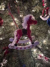 Vintage Toy Rocking Horse Christmas Ornament. New In Box. Hand Painted Lot Of 12