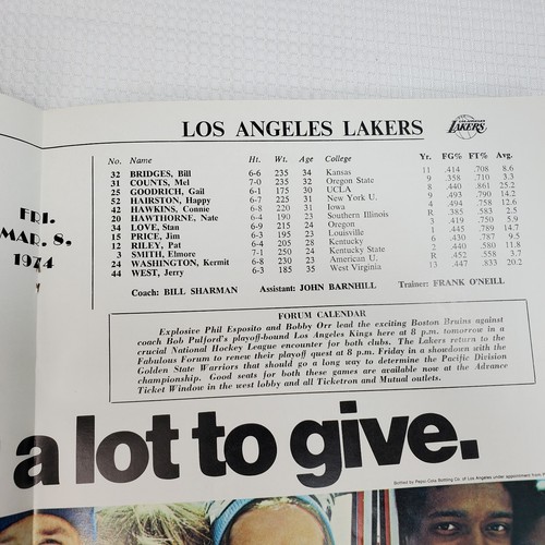 Los Angeles Lakers Illustrated Program (Lakers Vs Detroit) March 8, 1974 Vintage - Picture 5 of 12
