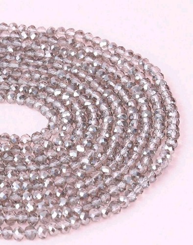 300 Grey Faceted Rondelle Crystal Glass Beads Jewellery Making 4mm - Picture 2 of 4