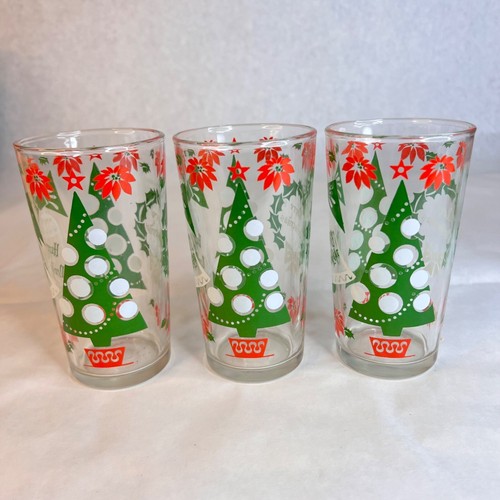 5 Vintage Hazel Atlas Tumblers Christmas Drinking Glasses Happy New Year 10 OZ - Picture 7 of 12