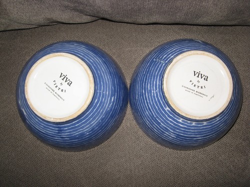 Vietri Viva Santorini Blue Striped Soup or Cereal Bowls 6" - Portugal - Picture 6 of 6