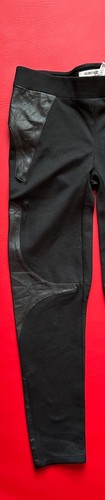 Helmut Lang schwarz Bondage Jersey Leder Paneled Leggings Größe 0 trocken gereinigt - Bild 8 von 14