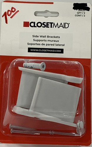 1 Pack ClosetMaid 26620 Side Wall Mounting Brackets White 01-11447-00 - Picture 1 of 21