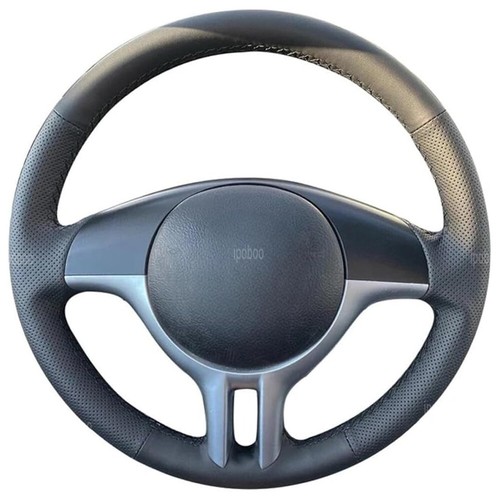 Steering Wheel Wrap For BMW E39 E46 325i E53 X5 Black Perforated Leather Cover - Picture 2 of 13