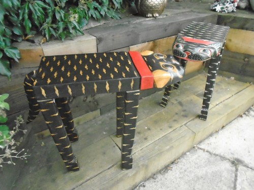 Cat / Dog Table Coffee table Side Table FAIR TRADE Hand Crafted White Grey Brown - Bild 10 von 76