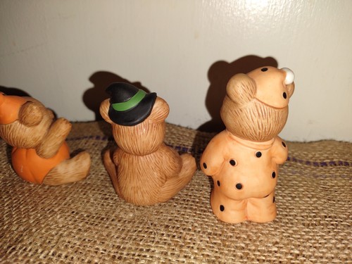 Juego de 3 Figuras Homco Vintage Osos Halloween Calabaza Truco o Trato Bruja 5311 - Imagen 6 de 9