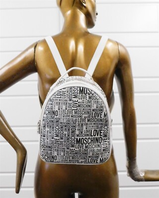 Love Moschino Black White Logo Vegan Backpack Bag | eBay display picture 2