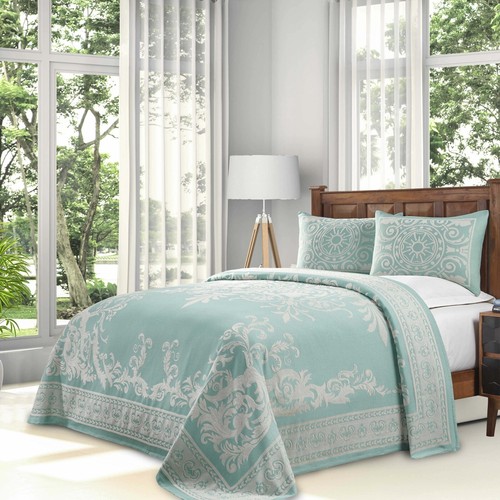 Bohemian Jacquard Textured Medallion with Matching Bedspread & Pillow Shams Set - Picture 42 of 45