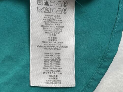 MICHAEL KORS Full Zip-Up Blouse Women’s Size Petite Large Green Long Sleeve - Picture 6 of 8