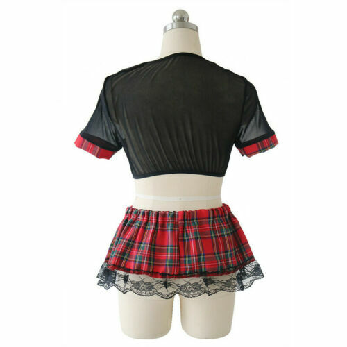 Lady Costume Sexy Lingerie School Girl Uniform Fancy Dress Costume Outfit Set - Picture 11 of 15