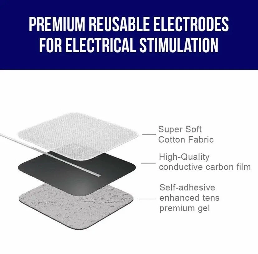 Almohadillas de repuesto de electroterapia de diez unidades 2" x 2" 3ª generación reutilizables sin látex Foto 3 de 4
