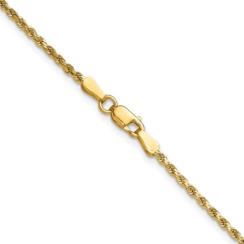 14K 22 inch 2mm Semi Solid Diamond-cut Rope Chain Necklace - Picture 3 of 5