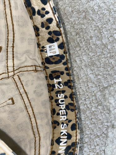 NWT GAP KIDS GIRL Leopard SUPER SKINNY HIGH STRETCH DENIM JEANS ADJ WAIST 12 - Picture 6 of 6