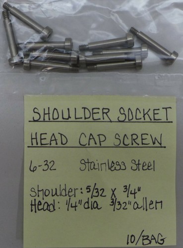 (10) Shoulder Socket Head Cap Screw 6-32 Stainless Steel Shoulder 5/32 X 3/4 - Picture 1 of 2